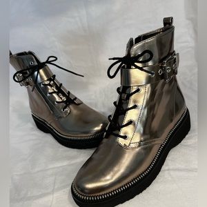 Michael Kors Rare Gold Leather Combat Boots
